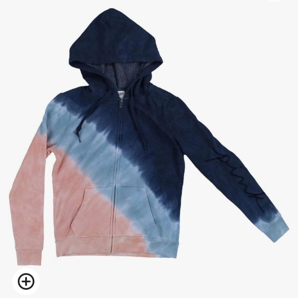Victoria's Secret Pink Hoodie Full Zip Up Sweatshirt Pockets Drawstring M New